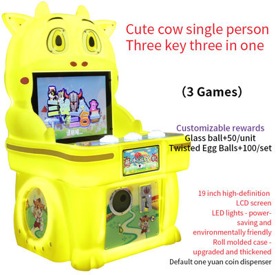 高品質 キュートな牛 3つのキー 3 in 1 シングルプレイヤー ボタン アーケードゲーム 19インチ