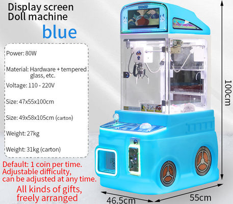ディスプレイ スクリーン付き 青色自動販売機 子供向けアーケードゲーム ミニ爪機械