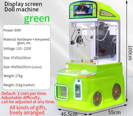 ディスプレイ 画面付き 緑色自動自動販売機 子供向けアーケードゲーム ミニ爪機械